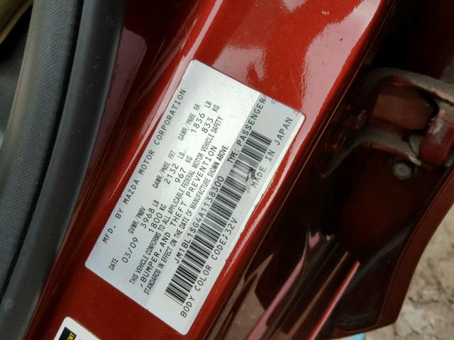 JM1BL1SG4A1138300 - 2010 MAZDA 3 I RED photo 10