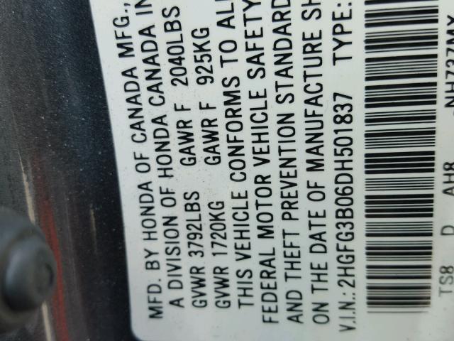 2HGFG3B06DH501837 - 2013 HONDA CIVIC EXL Qara foto 10