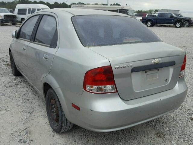 KL1TD52605B386096 - 2005 CHEVROLET AVEO BASE SILVER photo 3