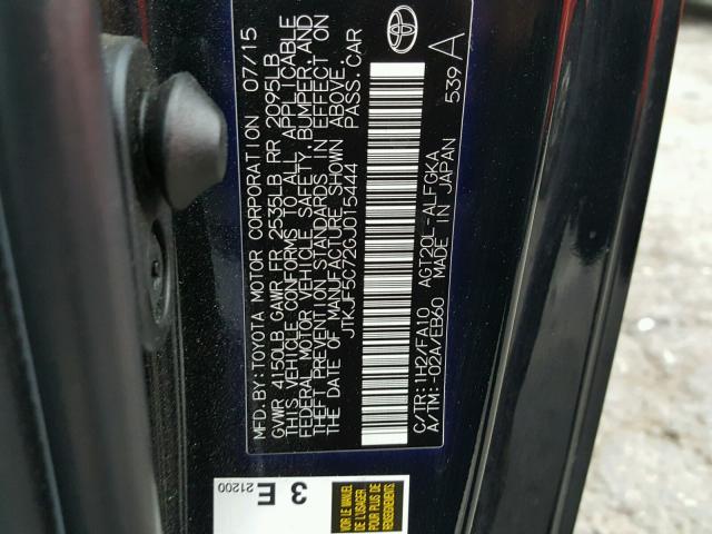 JTKJF5C72GJ015444 - 2016 TOYOTA SCION TC 黑色 照片 10