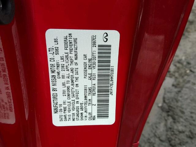 JN1FV7EL9HM700811 - 2017 INFINITI Q60 RED SP RED photo 10