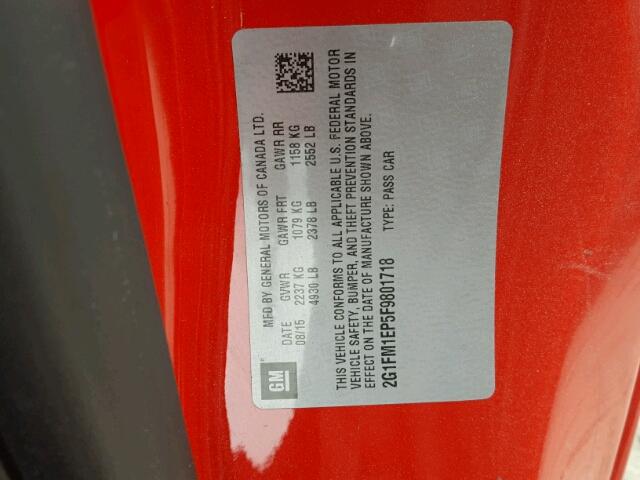 2G1FM1EP5F9801718 - 2015 CHEVROLET CAMARO ZL1 红色 照片 10