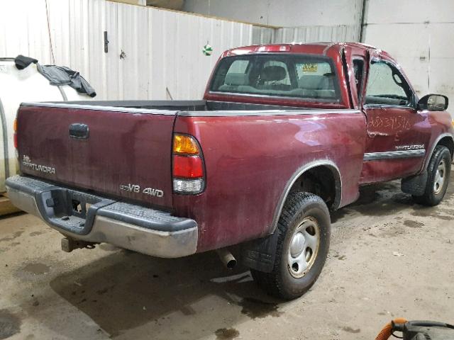 5TBBT44193S426449 - 2003 TOYOTA TUNDRA ACC RED photo 4