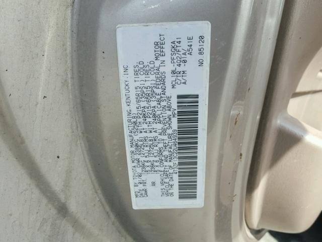 4T3ZF13C22U464939 - 2002 TOYOTA SIENNA LE TAN photo 10