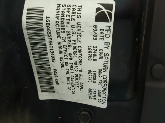 1G8AG52F64Z134036 - 2004 SATURN ION LEVEL 红色 照片 10