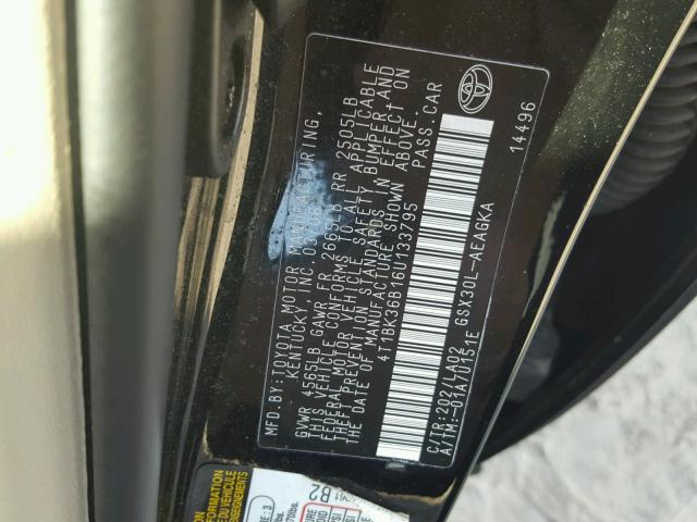 4T1BK36B16U133795 - 2006 TOYOTA AVALON XL BLACK photo 10