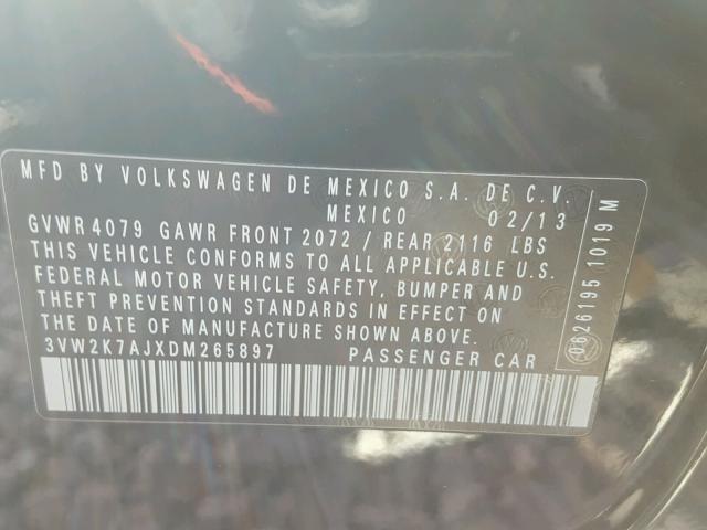 3VW2K7AJXDM265897 - 2013 VOLKSWAGEN JETTA BASE შავი ფოტო 10