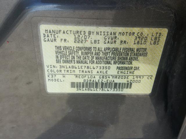 3N1AB61E78L673350 - 2008 NISSAN SENTRA 2.0 BROWN photo 10