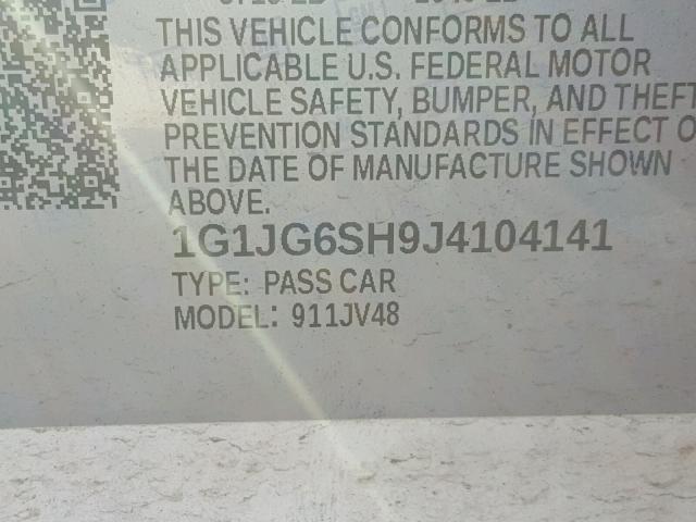 1G1JG6SH9J4104141 - 2018 CHEVROLET SONIC WHITE photo 10