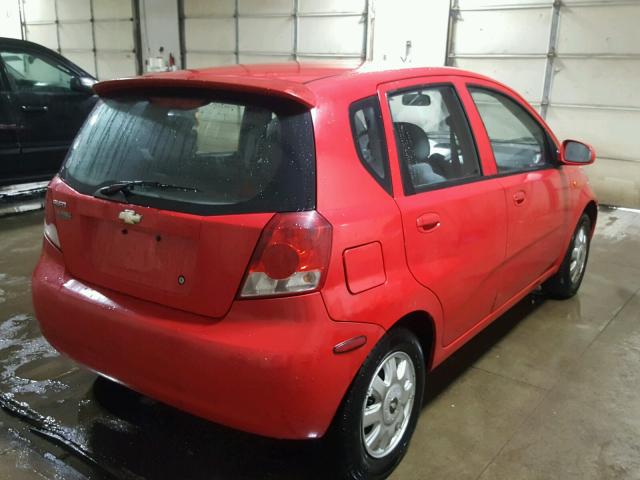 KL1TD62684B203886 - 2004 CHEVROLET AVEO RED photo 4