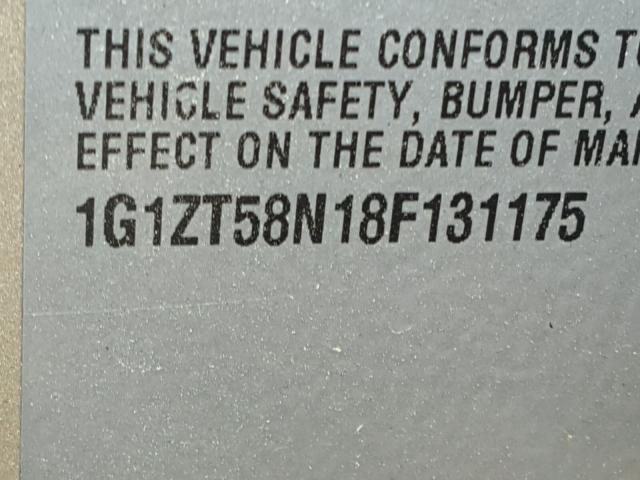 1G1ZT58N18F131175 - 2008 CHEVROLET MALIBU LT GOLD photo 10