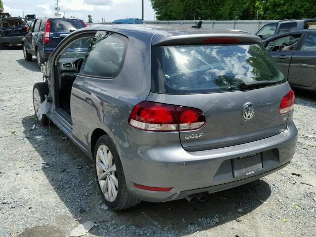 WVWMM7AJ3CW158338 - 2012 VOLKSWAGEN GOLF GRAY photo 3