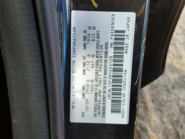 JM1BL1SF0A1224128 - 2010 MAZDA 3 I BLACK photo 10