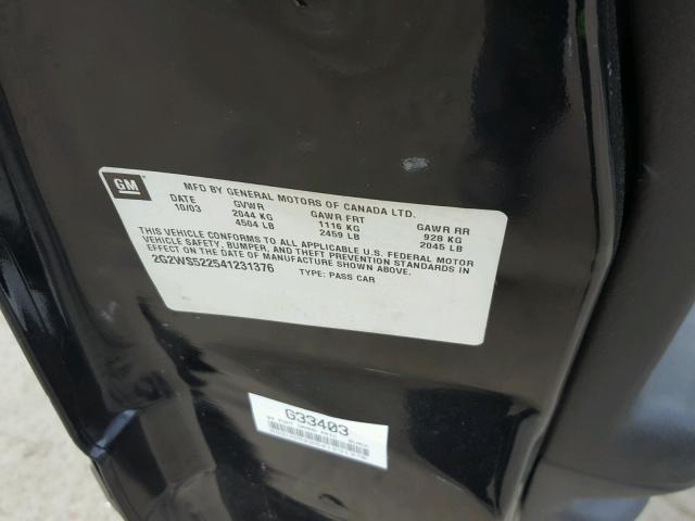 2G2WS522541231376 - 2004 PONTIAC GRAND PRIX BLACK photo 10