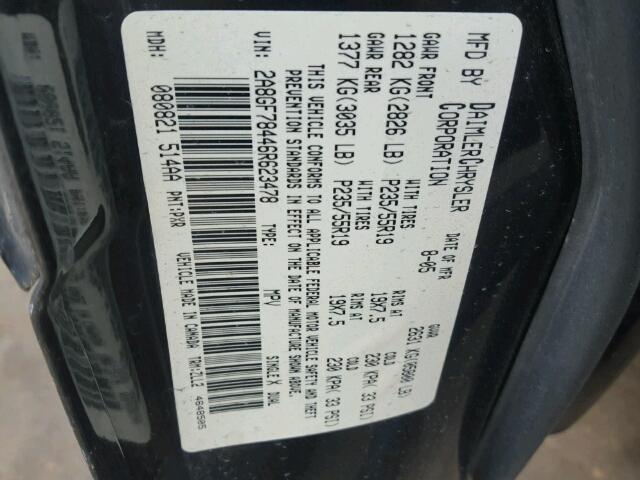 2A8GF78446R623478 - 2006 CHRYSLER PACIFICA L 黑色 照片 10