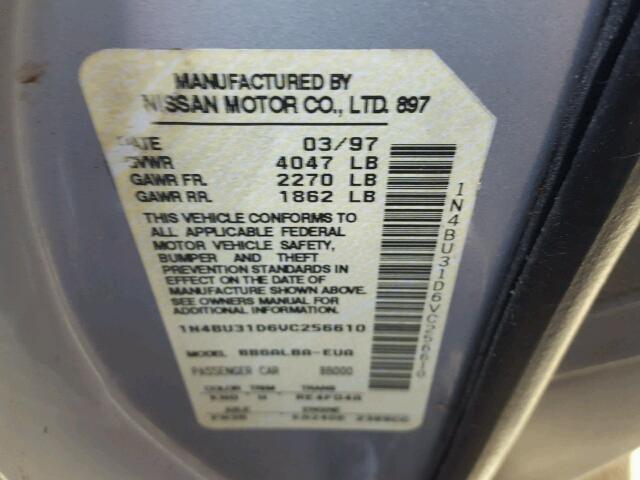 1N4BU31D6VC256610 - 1997 NISSAN ALTIMA XE SILVER photo 10