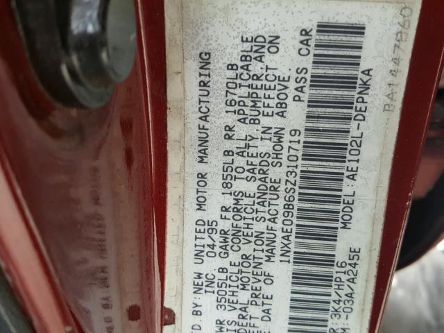 1NXAE09B6SZ310719 - 1995 TOYOTA COROLLA LE 红色 照片 10