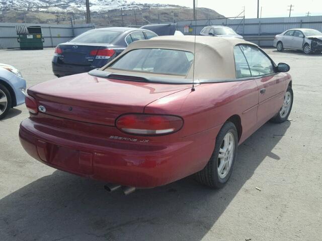 3C3EL45H7VT518821 - 1997 CHRYSLER SEBRING JX RED photo 4