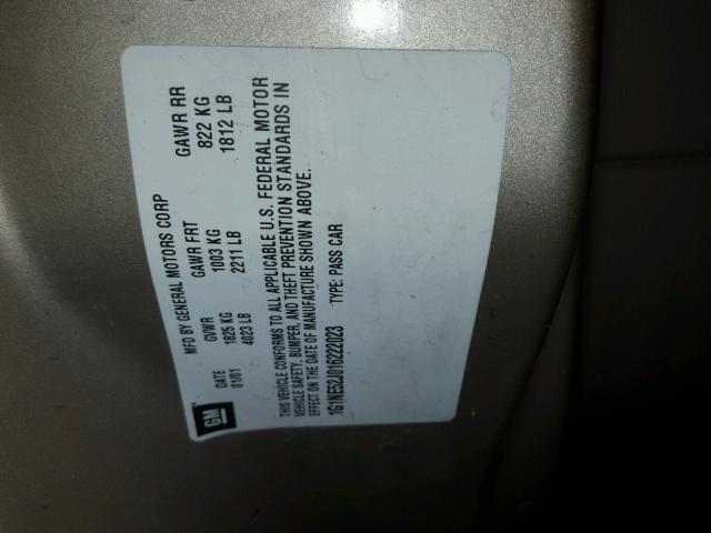 1G1NE52J016222023 - 2001 CHEVROLET MALIBU LS GOLD photo 10