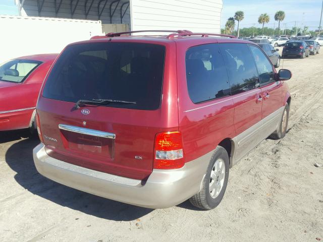 KNDUP131636357112 - 2003 KIA SEDONA EX RED photo 4