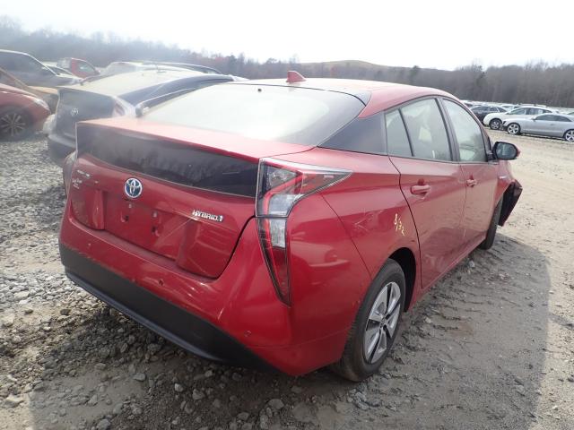 JTDKARFU3H3540067 - 2017 TOYOTA PRIUS RED photo 4