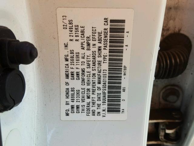 19UUA8F55DA010573 - 2013 ACURA TL TECH WHITE photo 10