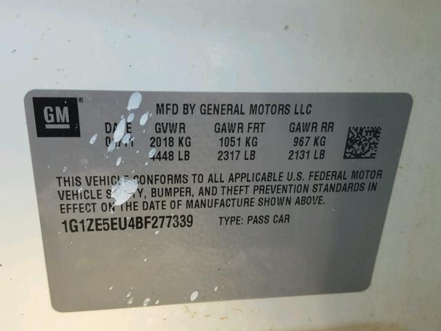 1G1ZE5EU4BF277339 - 2011 CHEVROLET MALIBU LTZ 白色 照片 10