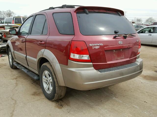 KNDJC733245246227 - 2004 KIA SORENTO EX RED photo 3