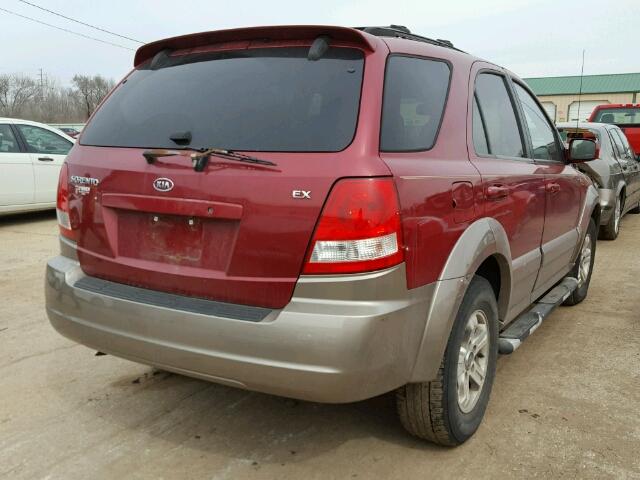 KNDJC733245246227 - 2004 KIA SORENTO EX RED photo 4