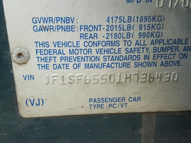 JF1SF65501H736430 - 2001 SUBARU FORESTER S 绿色 照片 10