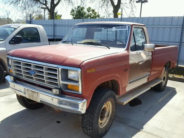 1FTHF26L1FPA17310 - 1985 FORD F250 BURGUNDY photo 2