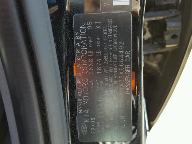 KNADH4A33A6664492 - 2010 KIA RIO LX Սև լուսանկար 10