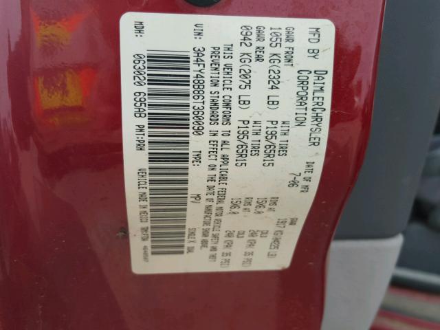 3A4FY48B86T360090 - 2006 CHRYSLER PT CRUISER RED photo 10