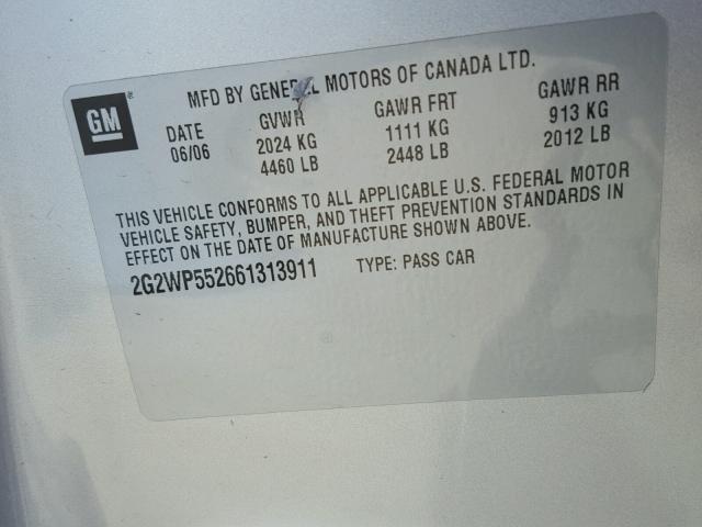 2G2WP552661313911 - 2006 PONTIAC GRAND PRIX 灰色 照片 10