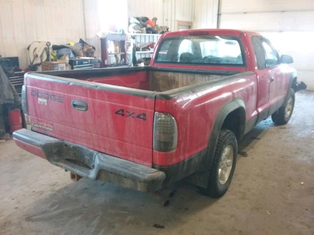 1B7GG22N31S130620 - 2001 DODGE DAKOTA RED photo 4