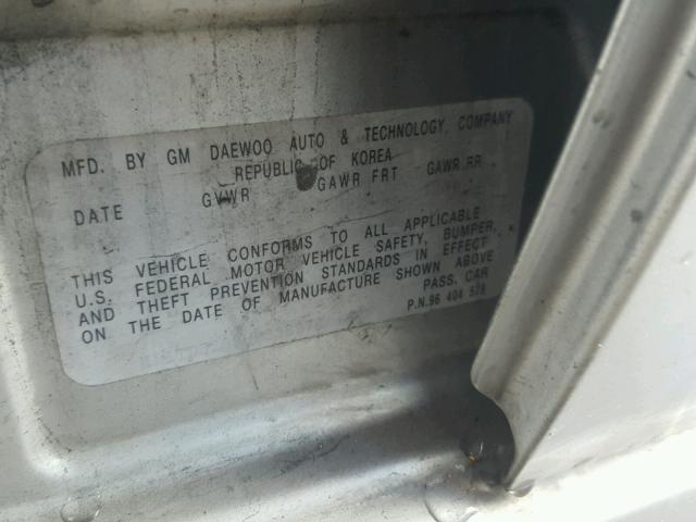 KL1TD52635B338978 - 2005 CHEVROLET AVEO BASE Srebrny zdjęcie 10