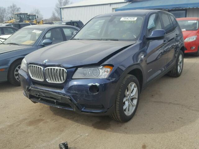 5UXWX7C58DL981297 - 2013 BMW X3 XDRIVE3 BLUE photo 2