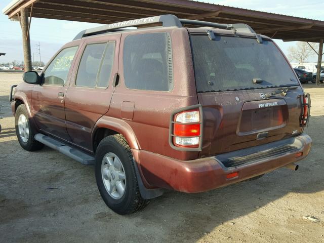 JN8DR09X92W657746 - 2002 NISSAN PATHFINDER BURGUNDY photo 3