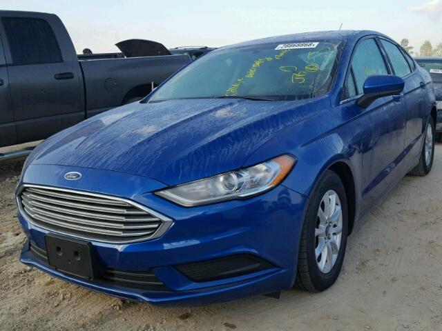 3FA6P0G74HR123276 - 2017 FORD FUSION S BLUE photo 2