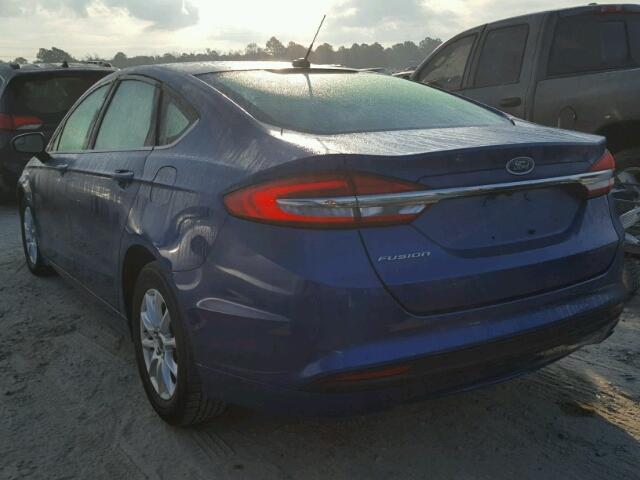 3FA6P0G74HR123276 - 2017 FORD FUSION S BLUE photo 3