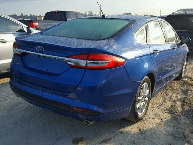 3FA6P0G74HR123276 - 2017 FORD FUSION S BLUE photo 4