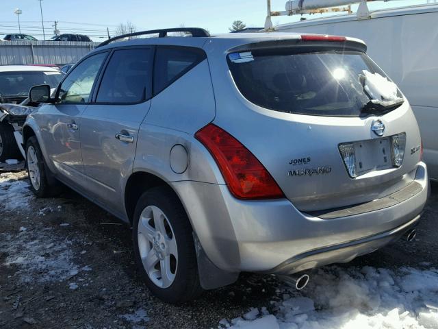 JN8AZ08W74W308437 - 2004 NISSAN MURANO SL SILVER photo 3