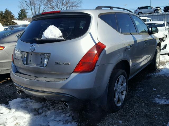 JN8AZ08W74W308437 - 2004 NISSAN MURANO SL SILVER photo 4