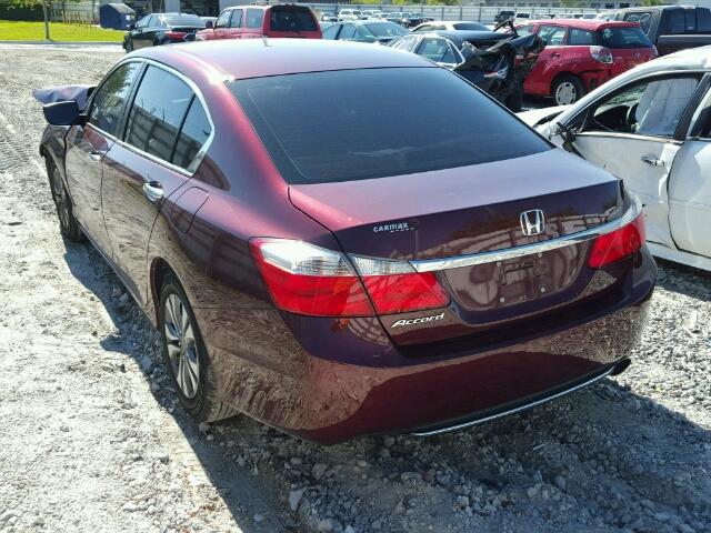 1HGCR2F35EA030520 - 2014 HONDA ACCORD LX BURGUNDY photo 3