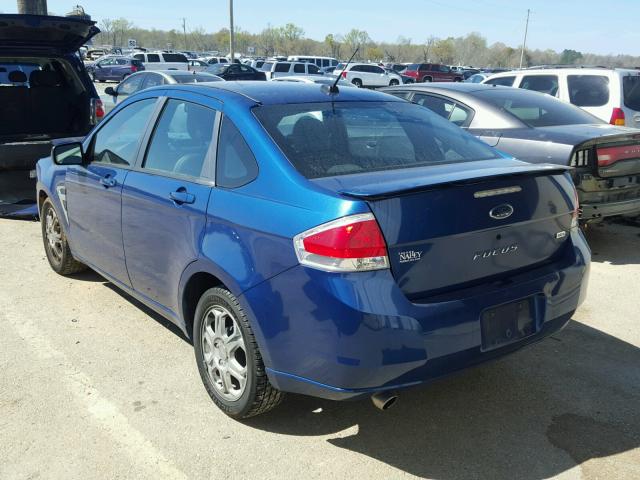 1FAHP35N98W201916 - 2008 FORD FOCUS SE BLUE photo 3