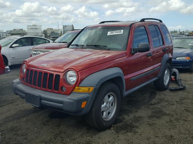 1J4GK48K47W532827 - 2007 JEEP LIBERTY SP RED photo 2