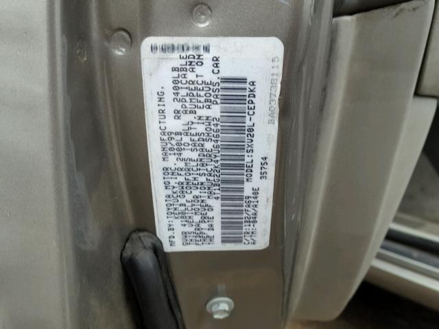 4T1BG22K4YU646642 - 2000 TOYOTA CAMRY CE SILVER photo 10