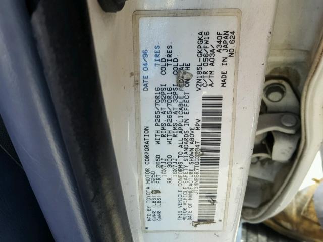 JT3HN86R7T0032347 - 1996 TOYOTA 4RUNNER SR WHITE photo 10