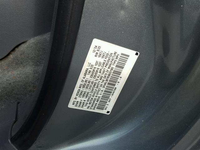 5FNRL38785B037582 - 2005 HONDA ODYSSEY EX SILVER photo 10