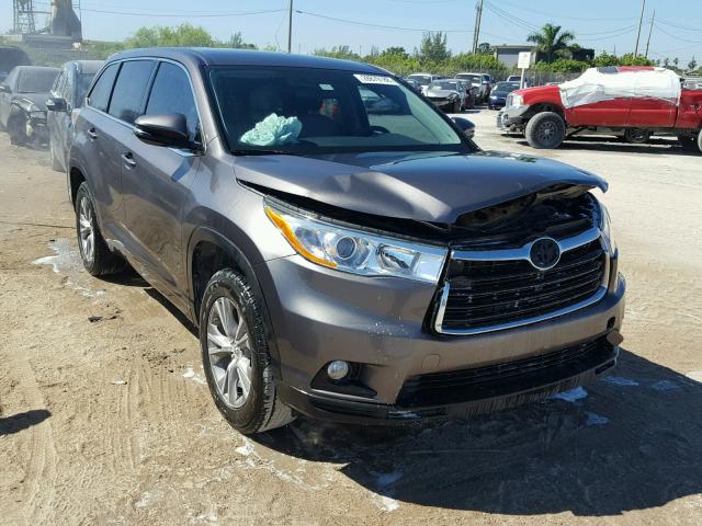 5TDZKRFH1ES009765 - 2014 TOYOTA HIGHLANDER GRAY photo 1